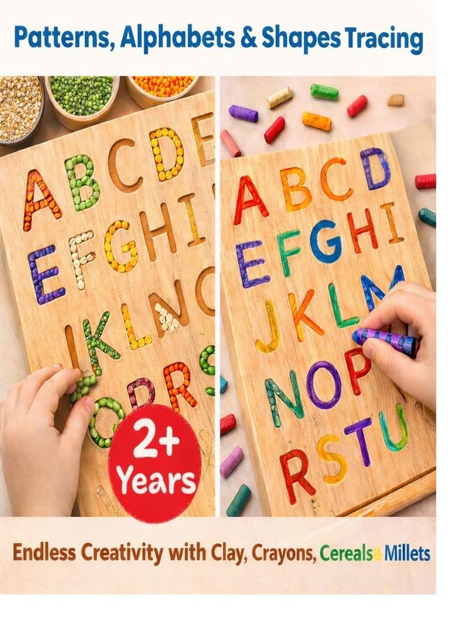 TOYJOS Wooden Alphabet Tracing Board with Stylus Pen | Kids Educational Double-Sided ABC Capital and Small Letters Board Toys | Reversible Montessori English Alphabets Learning Writing Slate (Age 2+) - Image 5
